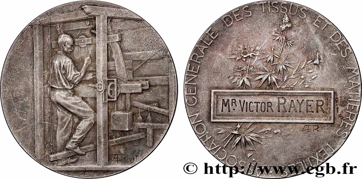 CINQUIÈME RÉPUBLIQUE Médaille, Association générale des tissus et des matières textiles TTB+