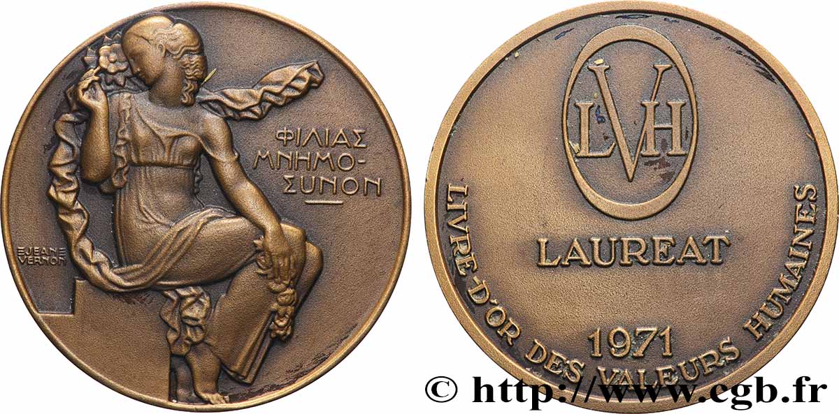 FUNFTE FRANZOSISCHE REPUBLIK Médaille, Livre d’or des valeurs humaines fVZ