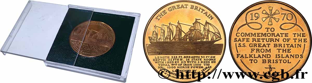 GREAT-BRITAIN - ELIZABETH II Médaille, Commémoration du retour du S. S. Great Britain des îles Falkland à Bristol Proof set