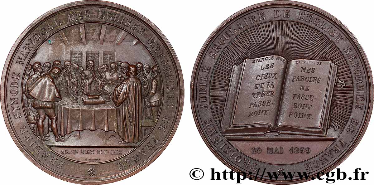 SECOND EMPIRE Médaille, Troisième jubilé séculaire de l’église réformée de France TTB+