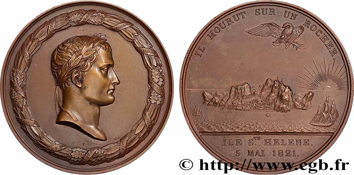 LOUIS XVIII Médaille, Ile Sainte Hélène, refrappe AU