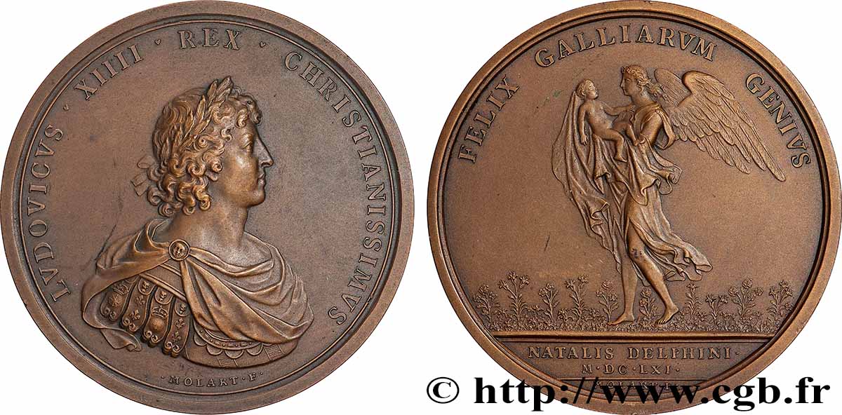 LOUIS XIV &nbsp;THE SUN KING&nbsp; Médaille, Naissance du Dauphin, refrappe VZ