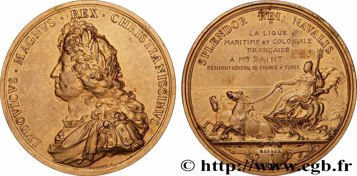 III REPUBLIC Médaille, La marine florissante, Ligue maritime et coloniale française AU