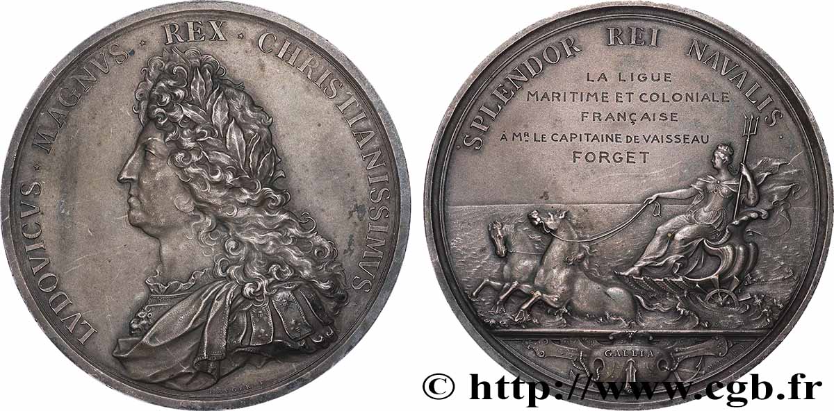 TROISIÈME RÉPUBLIQUE Médaille, La marine florissante, Ligue maritime et coloniale française TTB+