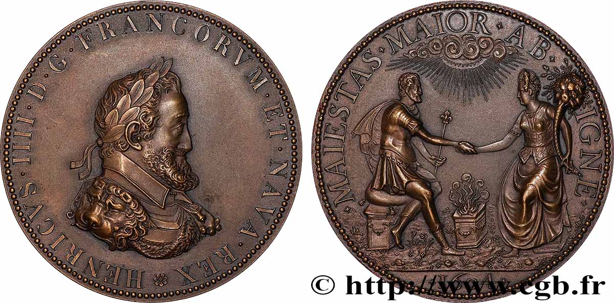 HENRI IV LE GRAND Médaille, Henri IV et Marie de Médicis, refrappe SUP