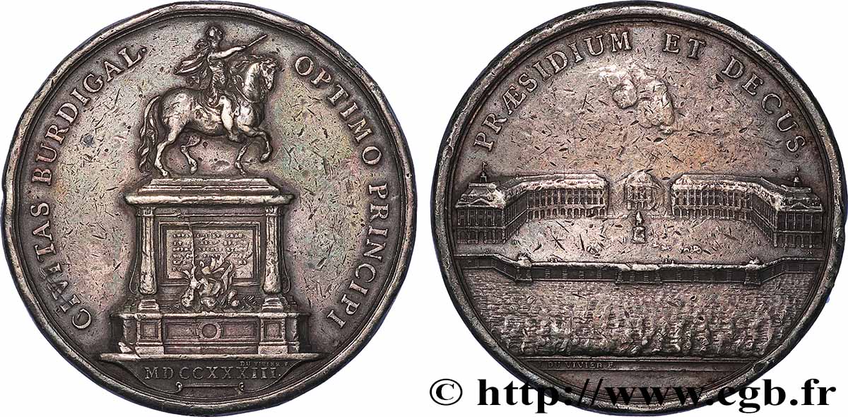 LOUIS XV DIT LE BIEN AIMÉ Médaille, Construction de la Place Royale et de la statue équestre de Louis XV TB+
