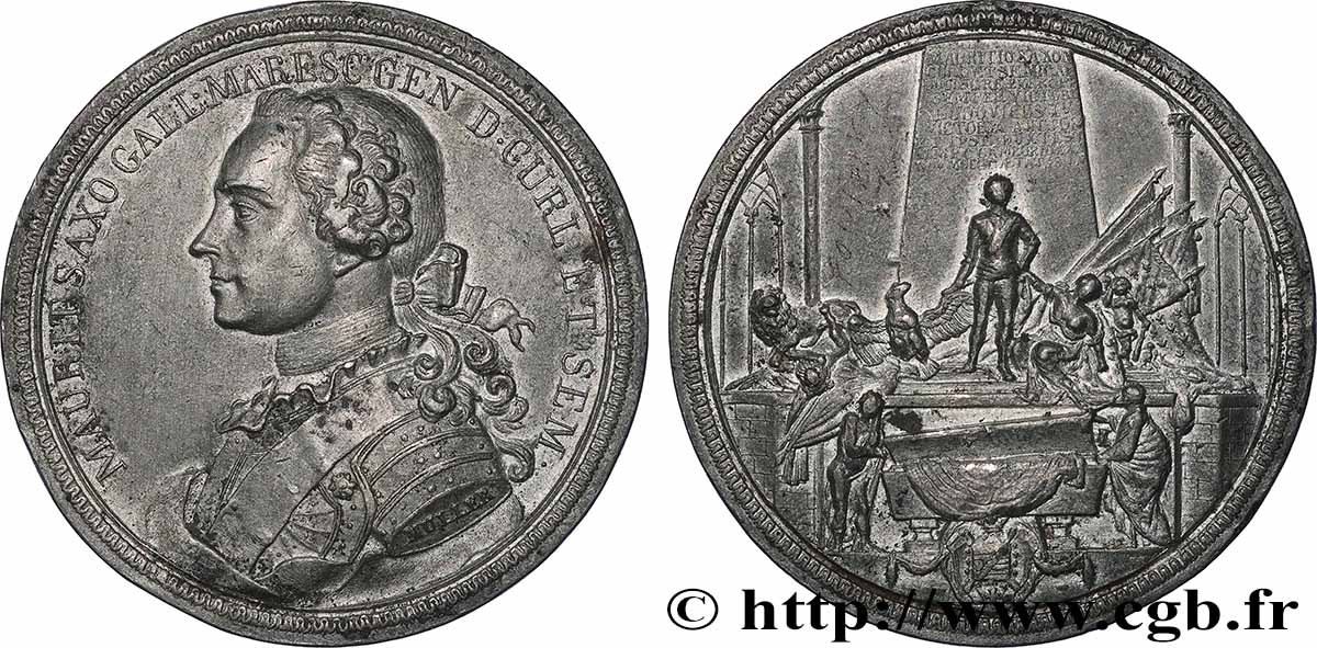 LOUIS XV DIT LE BIEN AIMÉ Médaille du mausolée du Maréchal Maurice de Saxe TTB