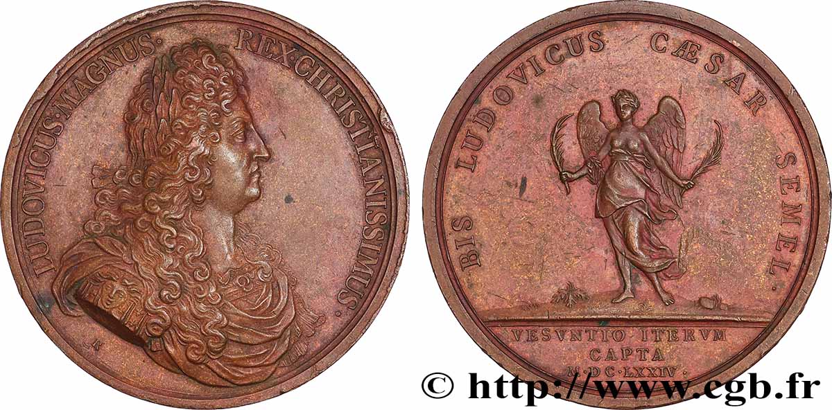 LOUIS XIV &nbsp;THE SUN KING&nbsp; Médaille, Prise de Besançon, refrappe AU