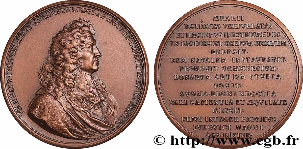 LOUIS XIV LE GRAND OU LE ROI SOLEIL Médaille, Jean-Baptiste Colbert SUP