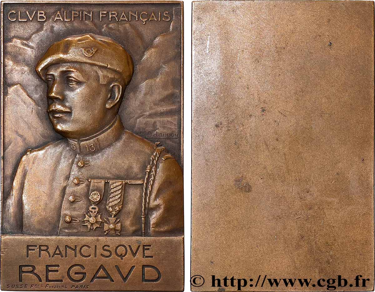 III REPUBLIC Plaquette, Francisque Regaud, Club alpin français AU