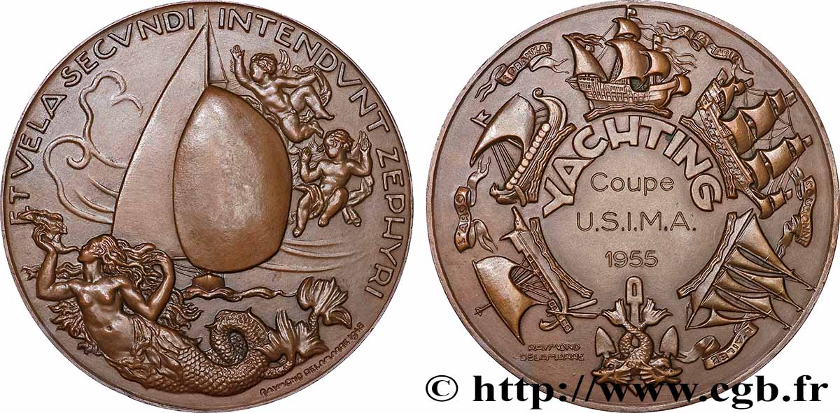 MER ET MARINE : PAQUEBOTS, NAVIRES, BATEAUX Médaille, Yachting, Régates royales de Cannes TTB+