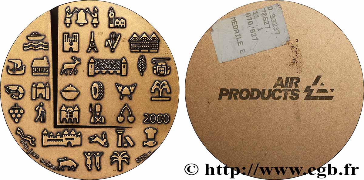 V REPUBLIC Médaille, Presse-papier, d’après Jean Widmer AU