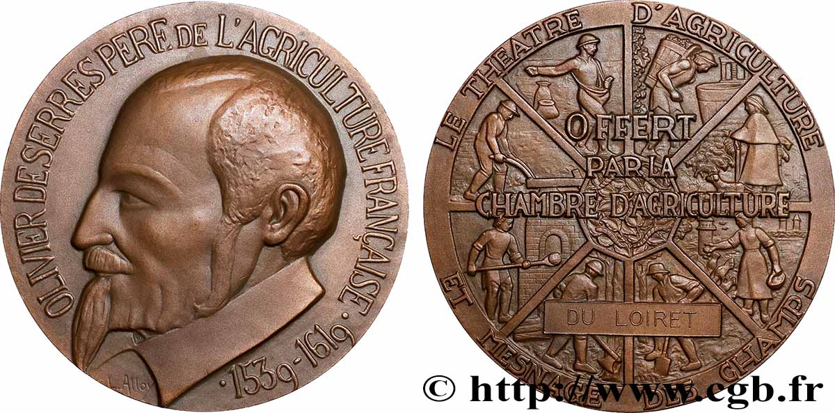 III REPUBLIC Médaille, Le théâtre d&nbsp;agriculture et mesnage des champs AU
