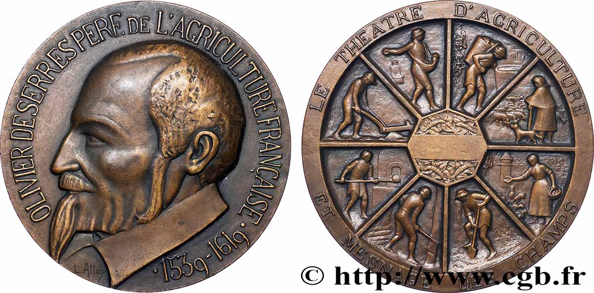 III REPUBLIC Médaille, Le théâtre d&nbsp;agriculture et mesnage des champs AU