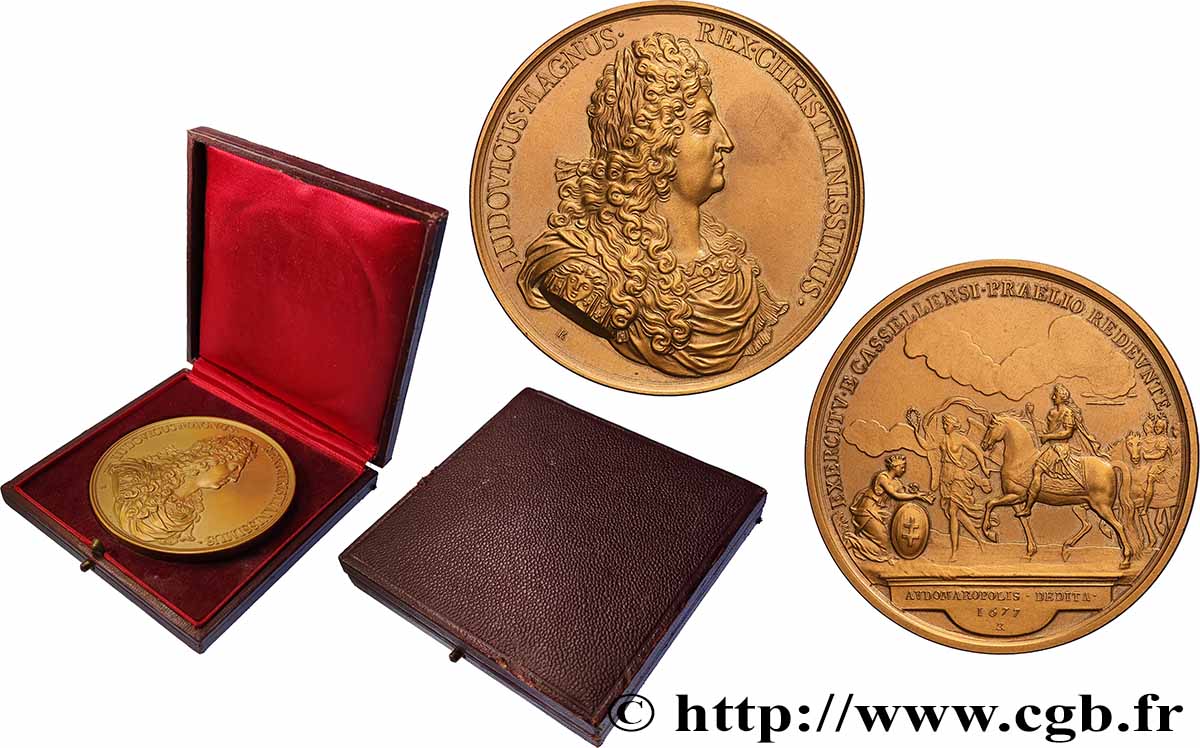 LOUIS XIV LE GRAND OU LE ROI SOLEIL Médaille, Prise de Saint-Omer, refrappe SUP