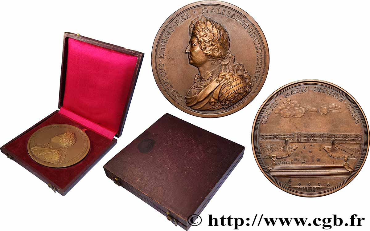 LOUIS XIV &nbsp;THE SUN KING&nbsp; Médaille, Château de Versailles, refrappe, remise par l’Académie de Versailles AU