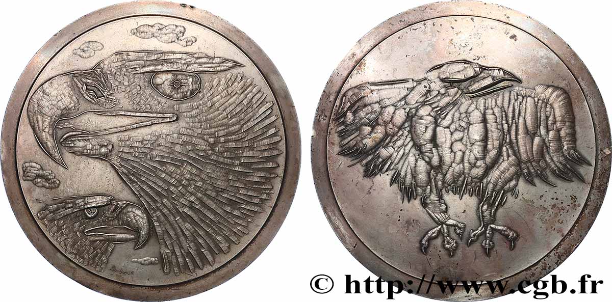 ANIMAUX Médaille animalière - L’aigle et l’aiglon TTB+