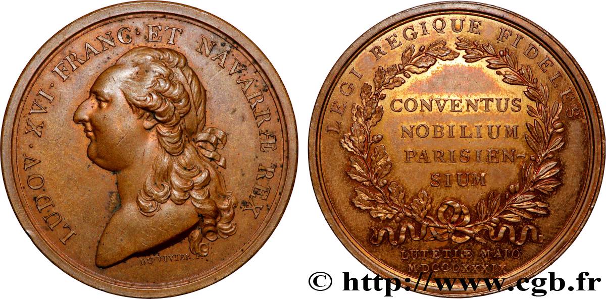 LOUIS XVI Médaille, États Généraux de la noblesse parisienne, refrappe TTB+/SUP