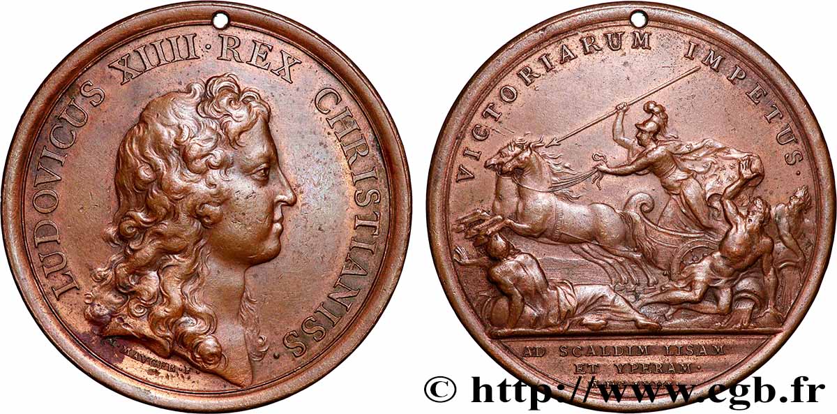 LOUIS XIV LE GRAND OU LE ROI SOLEIL Médaille, Prise de plusieurs villes en Flandre TTB