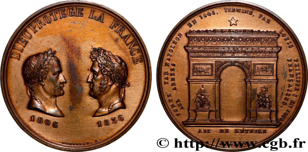 LOUIS-PHILIPPE Ier Médaille, Inauguration de l’Arc de Triomphe, refrappe TTB