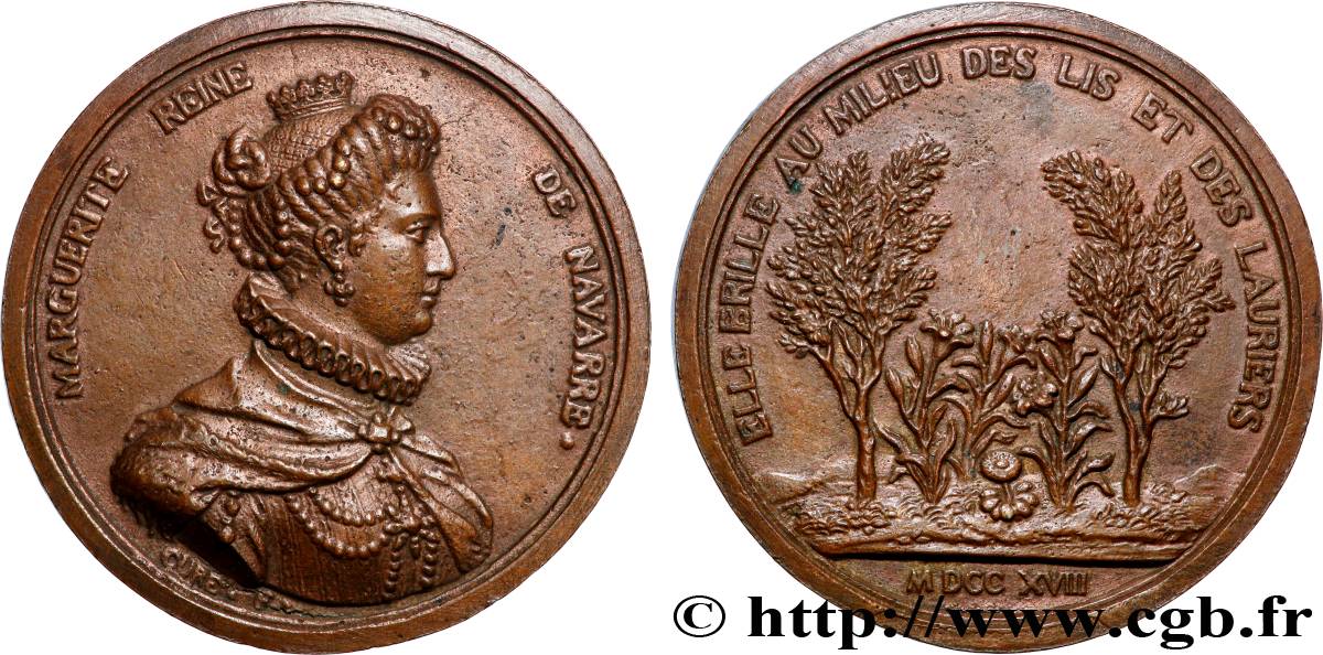 NAVARRE-BÉARN - HENRI III DE NAVARRE, II DE BÉARN ET MARGUERITE DE VALOIS Fonte, Marguerite, reine de Navarre par Curé TTB+