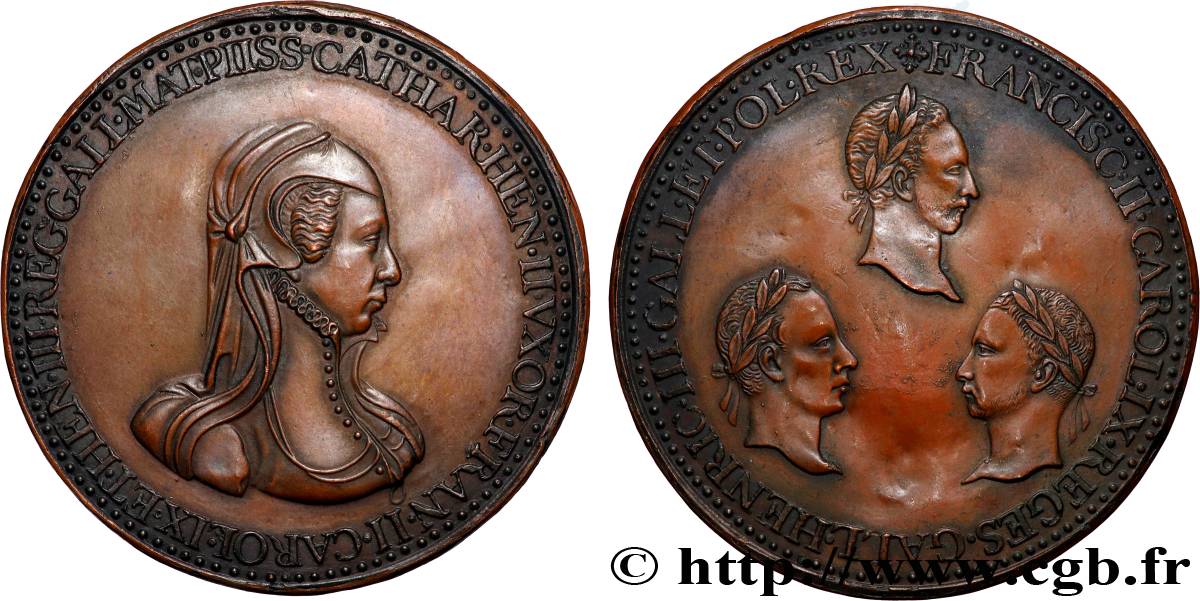 CATHERINE DE MÉDICIS Médaille, Catherine de Médicis et ses fils, tirage postérieur SUP