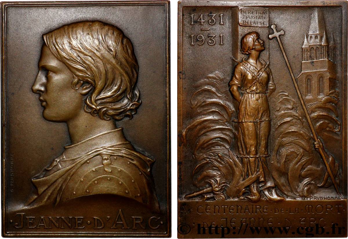 TROISIÈME RÉPUBLIQUE Plaquette, Cinquième Centenaire de la mort de Jeanne d’Arc TTB+