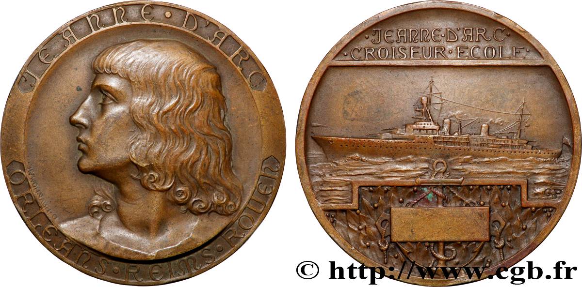 TROISIÈME RÉPUBLIQUE Médaille, Jeanne d’Arc, Croiseur-école TTB+