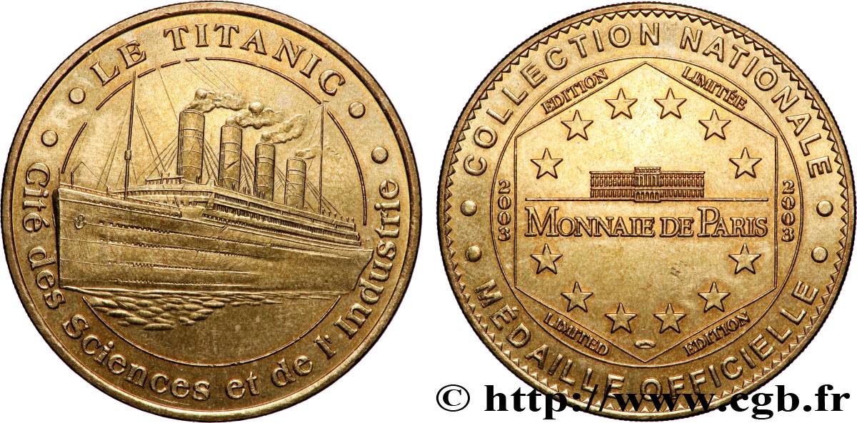 TOURISTIC MEDALS Médaille touristique, Le Titanic, Cité des sciences et de l’industrie AU