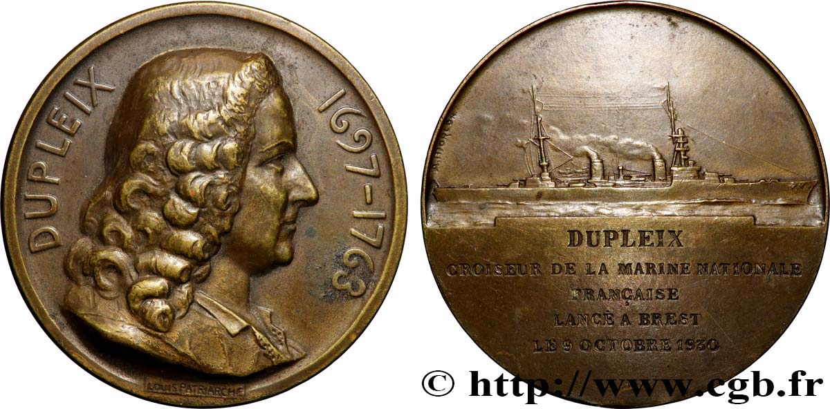 III REPUBLIC Médaille, Croiseur Dupleix, refrappe AU