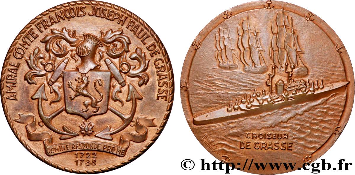 MER ET MARINE : PAQUEBOTS, NAVIRES, BATEAUX Médaille, Croiseur de Grasse SUP