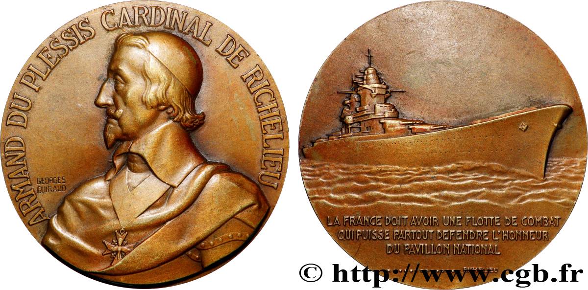 ÉTAT FRANÇAIS Médaille, Le cuirassé Richelieu TTB+