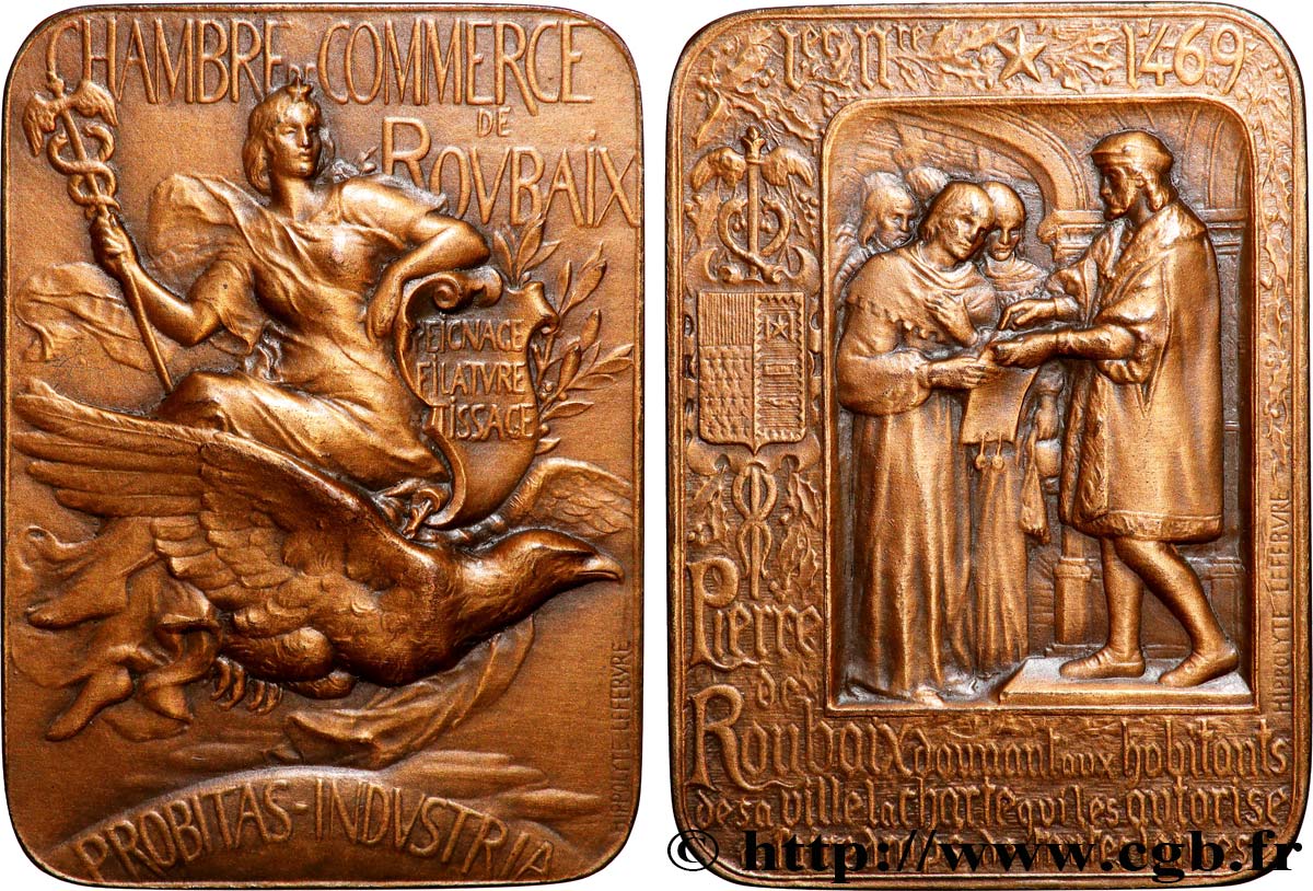 DRITTE FRANZOSISCHE REPUBLIK Plaquette, Chambre de Commerce de Roubaix VZ