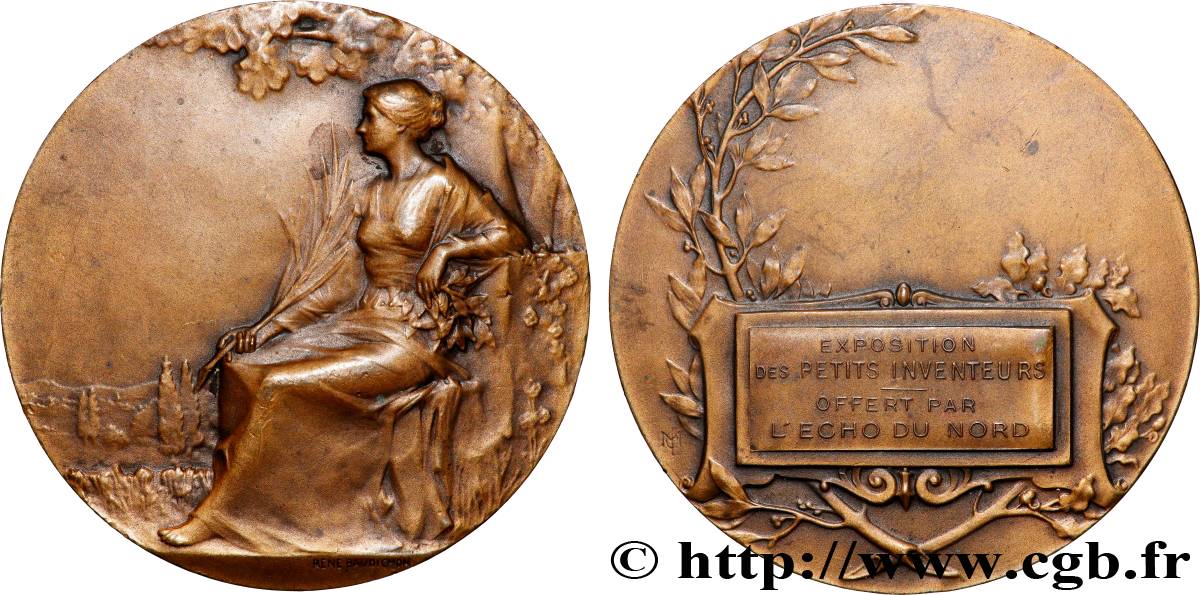III REPUBLIC Médaille, Exposition des petits inventeurs, offert par l’Echo du Nord AU