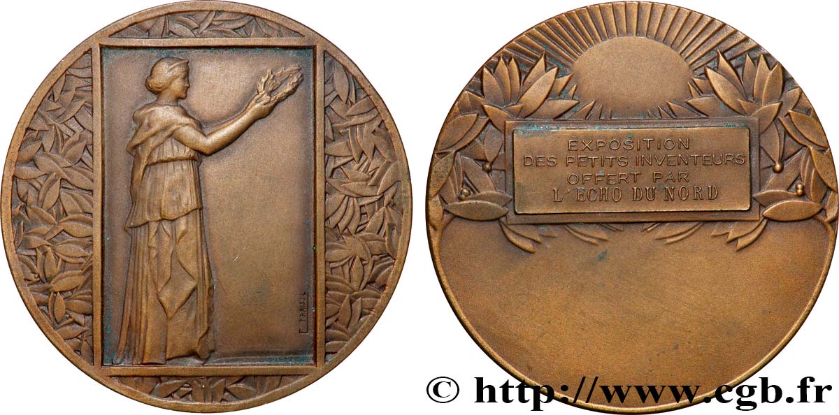 TROISIÈME RÉPUBLIQUE Médaille, Exposition des petits inventeurs, offert par l’Echo du Nord TTB+