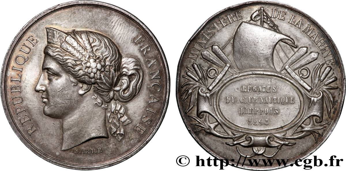 TROISIÈME RÉPUBLIQUE Médaille, Sport nautique, Régates TTB