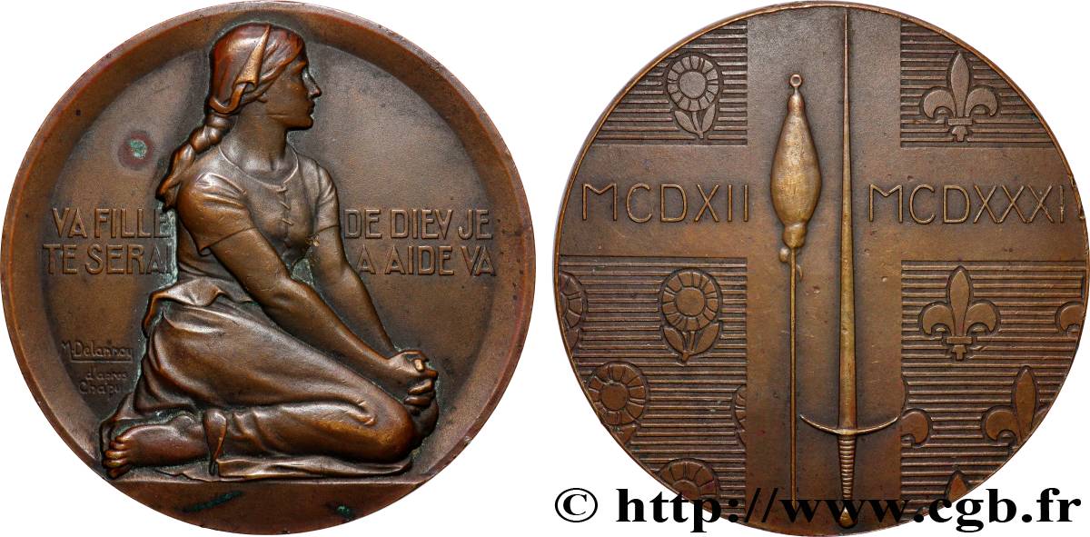 TROISIÈME RÉPUBLIQUE Médaille, 500e anniversaire de la mort de Jeanne d&nbsp;Arc SUP