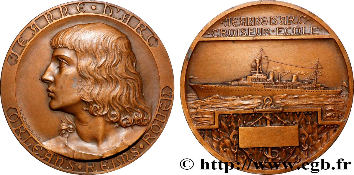 TROISIÈME RÉPUBLIQUE Médaille, Jeanne d’Arc, Croiseur-école TTB+