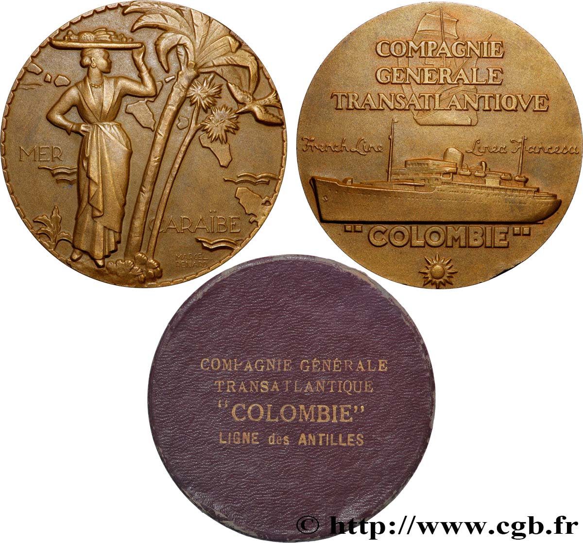 TROISIÈME RÉPUBLIQUE Médaille, Paquebot Colombie TTB+