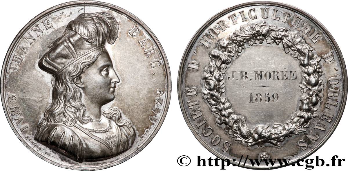 SECOND EMPIRE Médaille, Jeanne d’Arc, Société d’horticulture d’Orléans TTB+