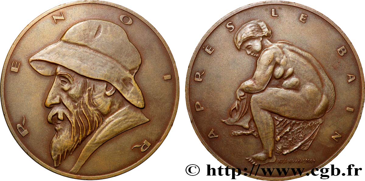 ARTISTES : GRAVEURS, PEINTRES, SCULPTEURS Médaille, Après le bain, Auguste Rodin AU