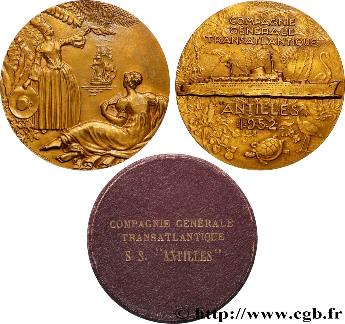 IV REPUBLIC Médaille, Paquebot Antilles AU