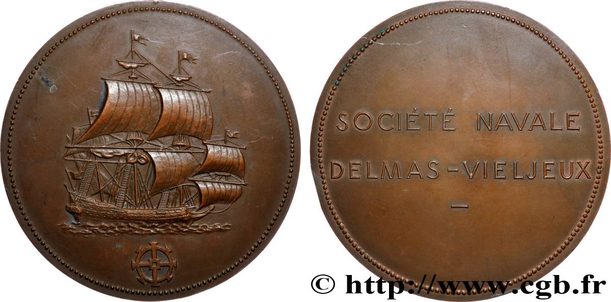 MER ET MARINE : PAQUEBOTS, NAVIRES, BATEAUX Médaille, Société navale Delmas-Vieljeux TTB+