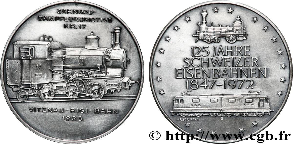 SUISSE Médaille, 125e anniversaire des chemins de fer suisse SUP