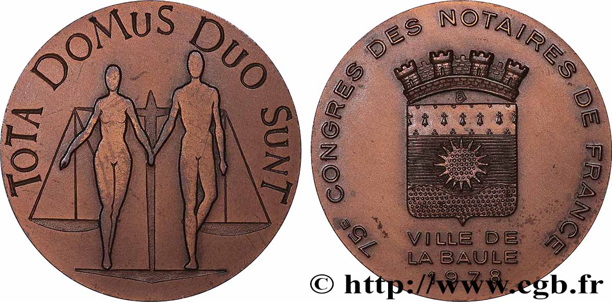 CINQUIÈME RÉPUBLIQUE Médaille, Corps notarial (Congrès de La Baule) TTB+
