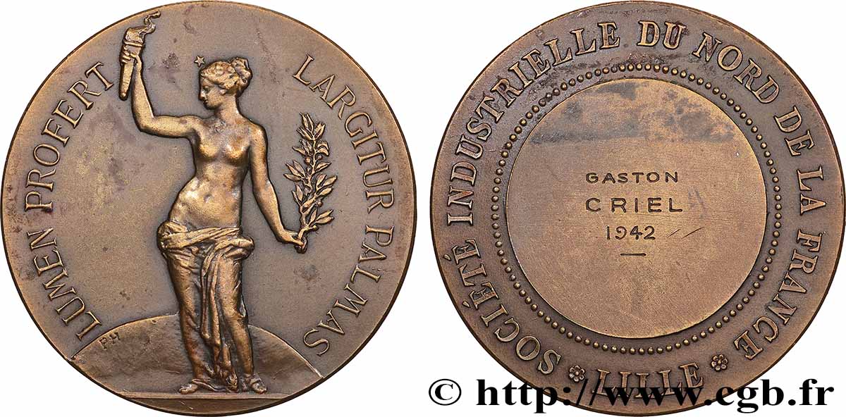 ÉTAT FRANÇAIS Médaille, Société industrielle du Nord de la France TTB+