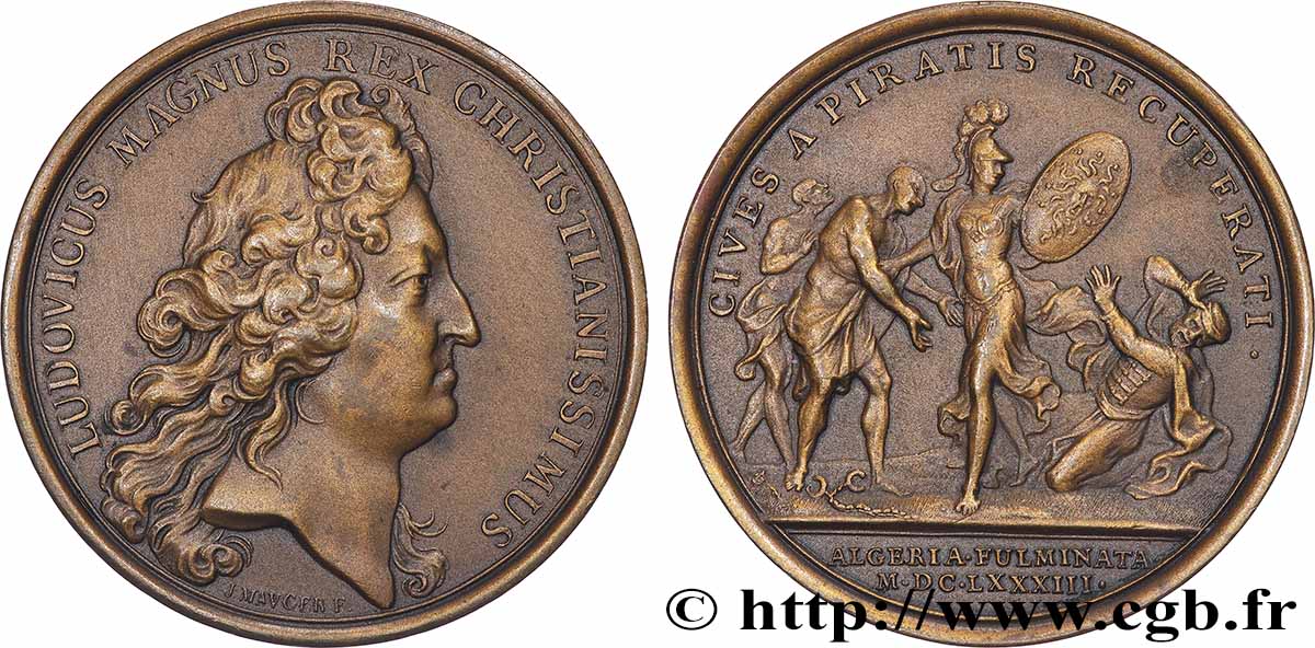 LOUIS XIV LE GRAND OU LE ROI SOLEIL Médaille, Bombardement d’Alger, refrappe SUP
