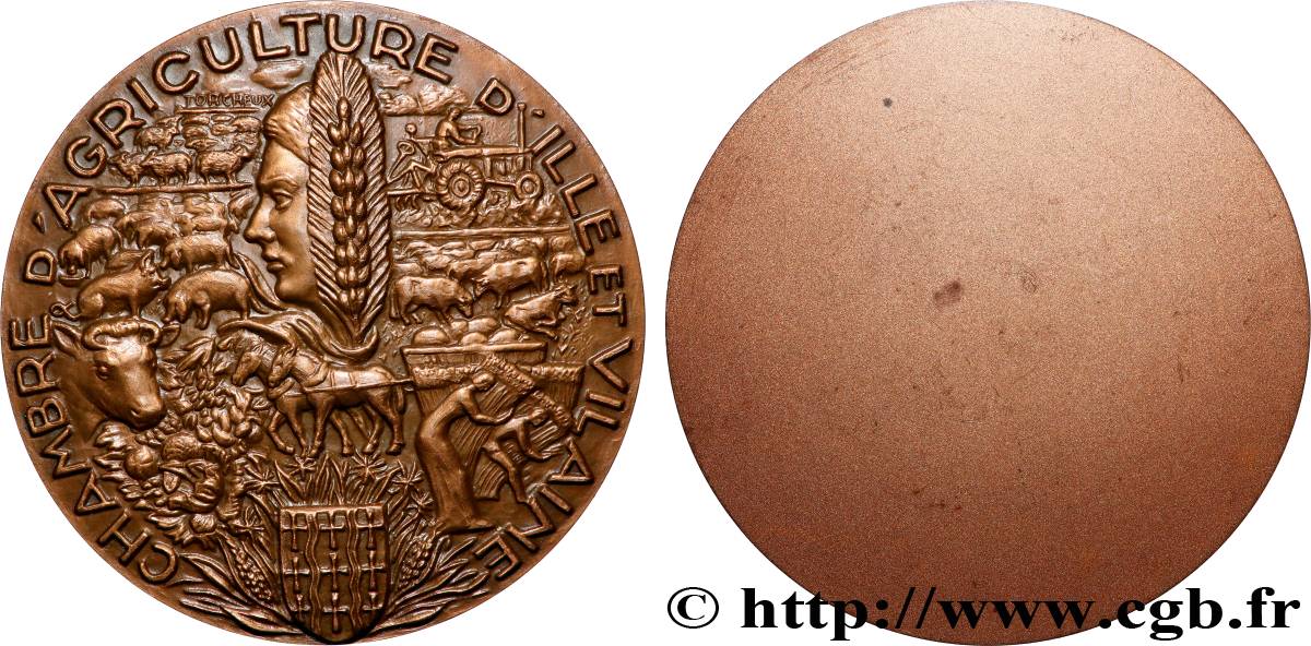 CINQUIÈME RÉPUBLIQUE Médaille, Chambre d&nbsp;agriculture d&nbsp;Ille-et-Vilaine TTB+