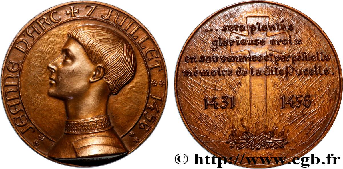 CINQUIÈME RÉPUBLIQUE Médaille, Réhabilitation de Jeanne d’Arc TTB+