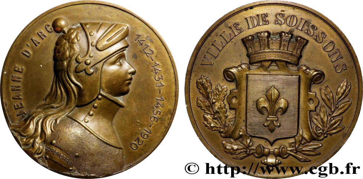 TROISIÈME RÉPUBLIQUE Médaille de la ville de Soissons, Jeanne d’Arc TTB+